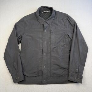 Icebreaker Jacket Mens Medium Gray Merino Wool Quilted Snap Front Insulated